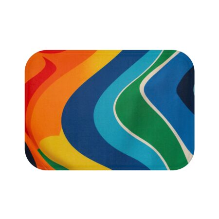 Colorful Waves Bath Mat | Vibrant Bathroom Decor, Non-Slip Mats, Fun Home Essentials, Bathroom Accessories, Gift for All Occasions