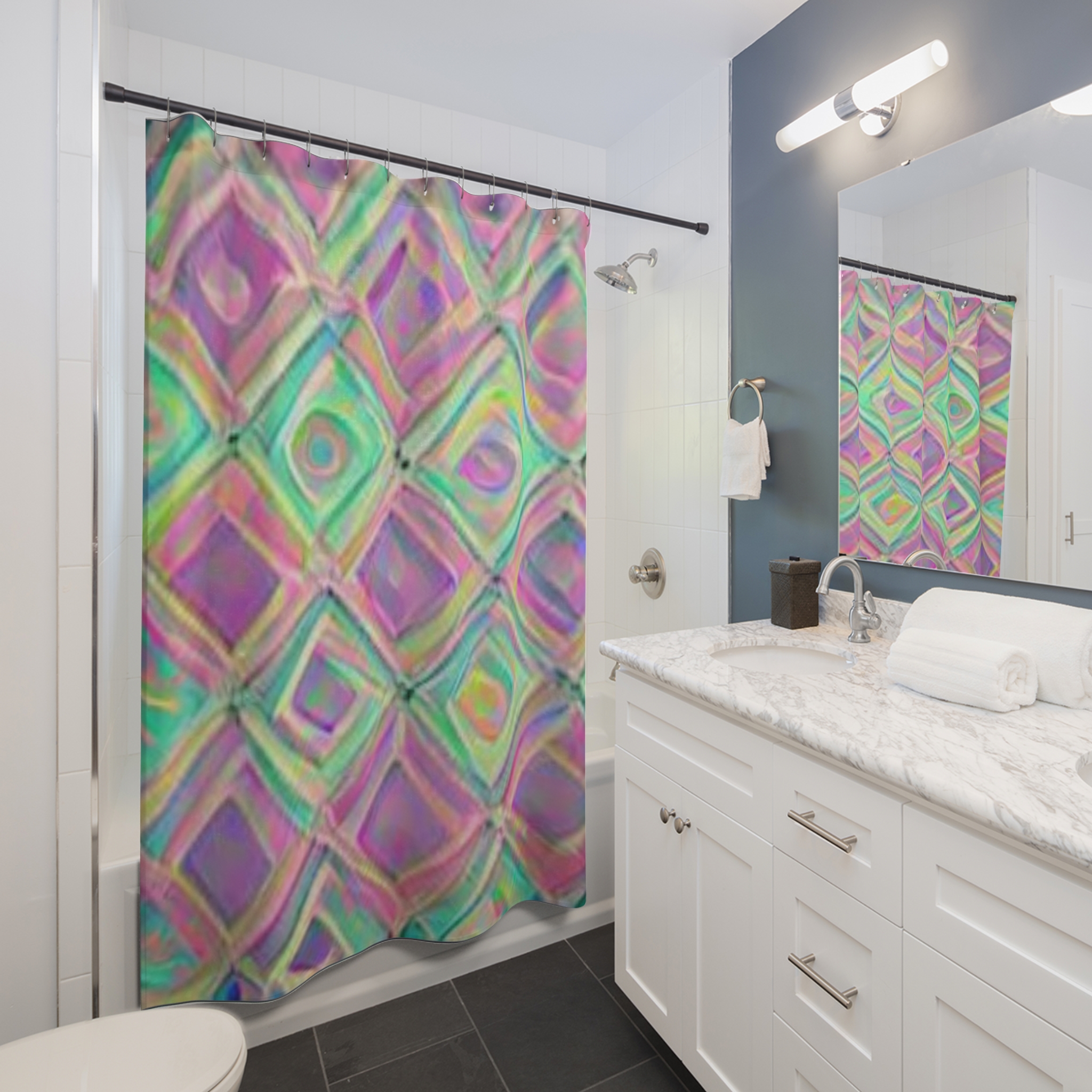 Picazzo Shower Curtain - Italian Inspired Bright Sorbet Colors - Image 3