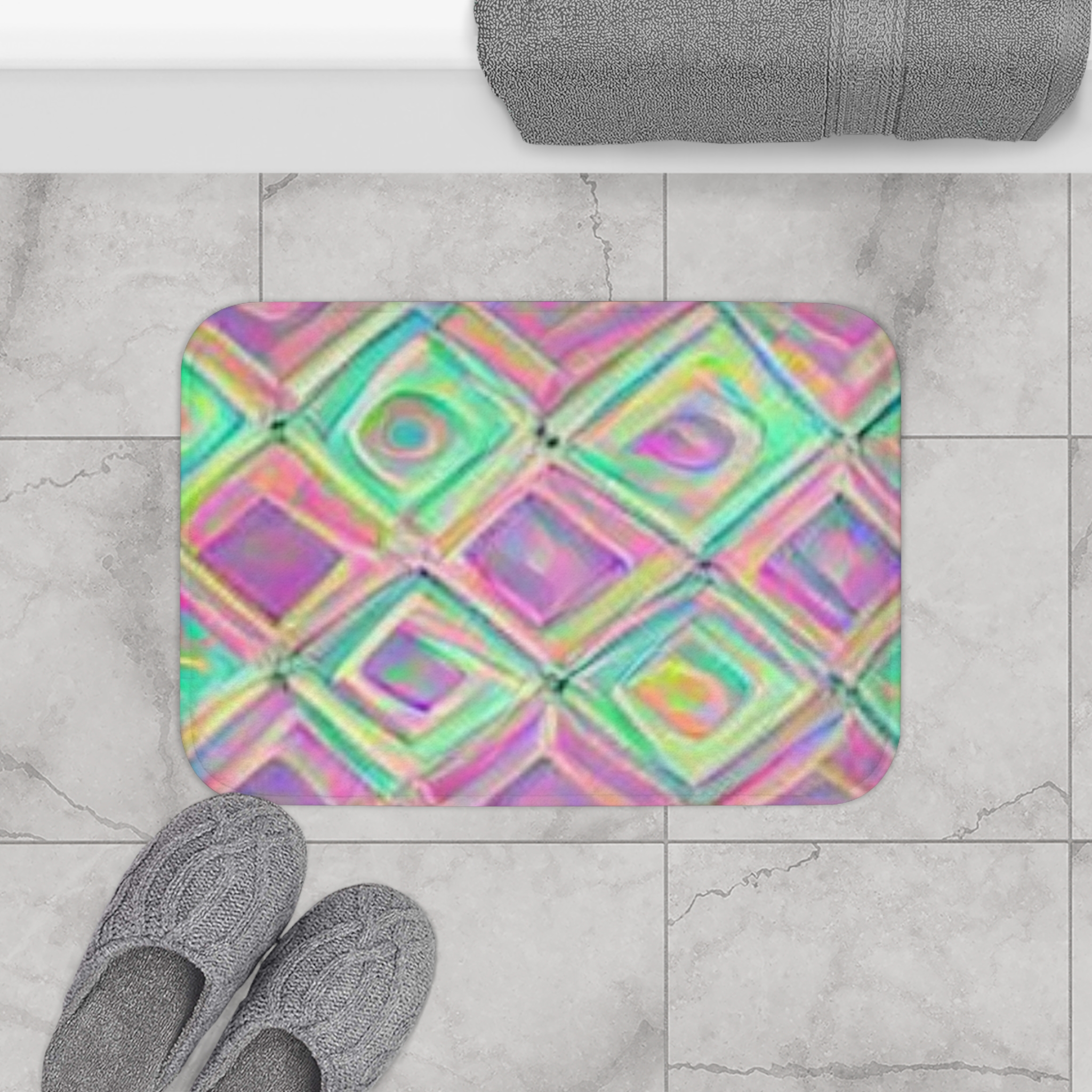 Iridescent Dream Bath Mat | Colorful Bathroom Decor, Non-Slip Area Rug, Home Gift, Boho Chic, Spa Style, Vibrant Colors - Image 4